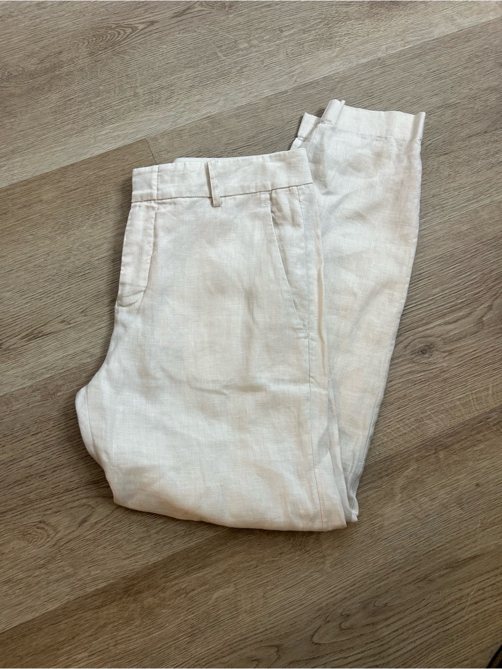 VINCE 100% Linen Cream Lightweight Jogger Style Trouser Pant